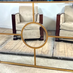 Glace / miroir fenêtre biseauté à pareclose doré