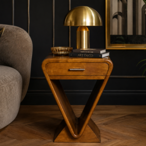 Chevet / table de style Art Déco en noyer – Image 3