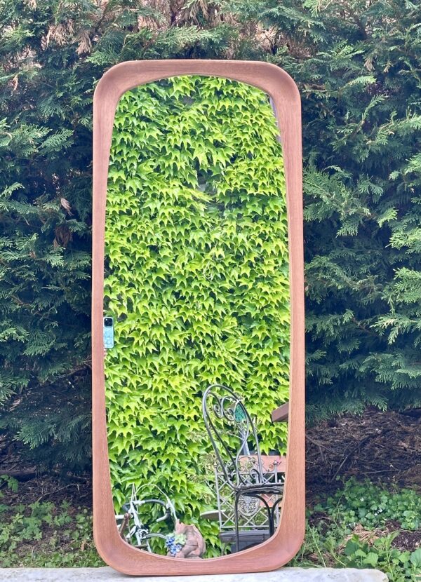 Miroir scandinave en bois brut teinte miel 122x90 cm – Image 7