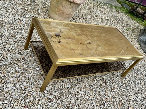 Table basse Hollywood regency en laiton et verre irisé vintage 70'S – Image 10