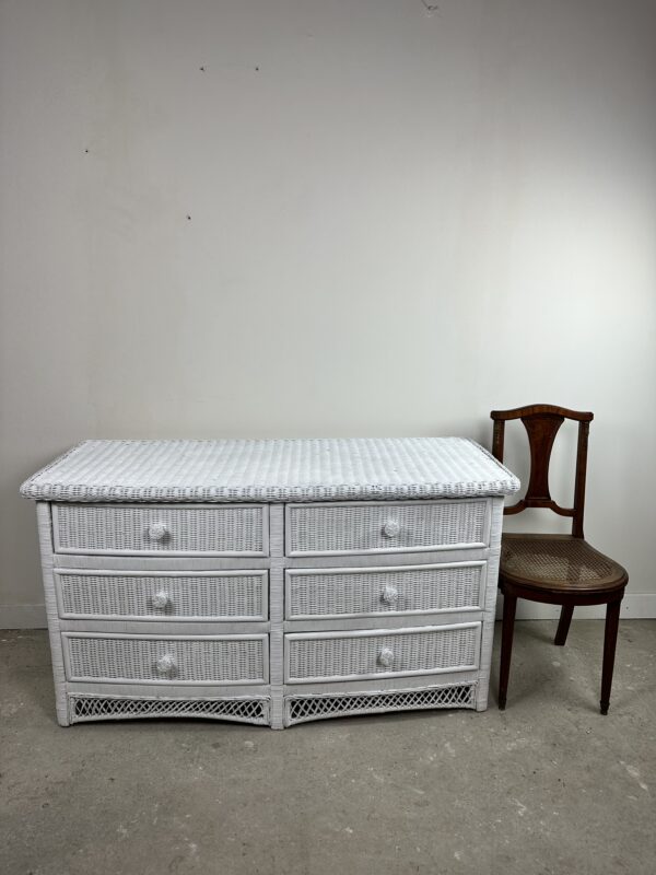 Commode galbée en rotin tressé blanc 1980'S – Image 5