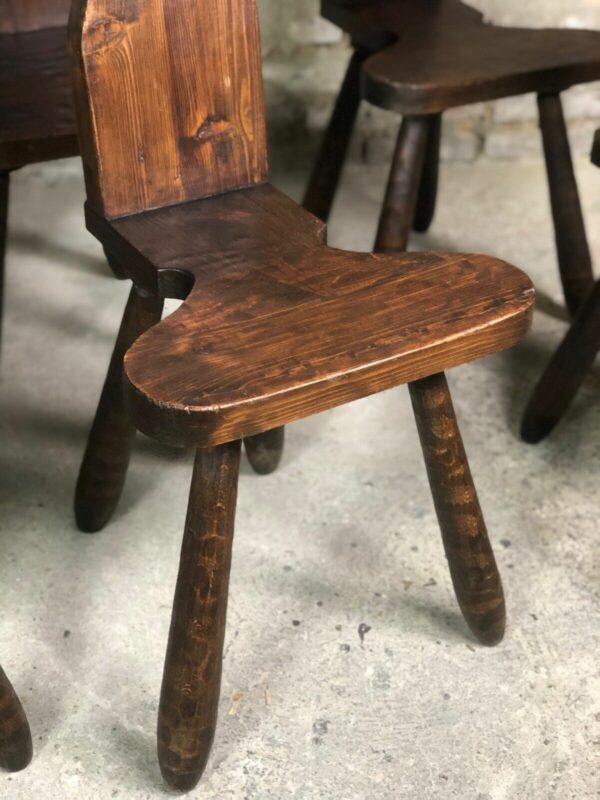 Chaises brutaliste de montagne (lot de 6) taillées à la gouge vintage 1960 – Image 7