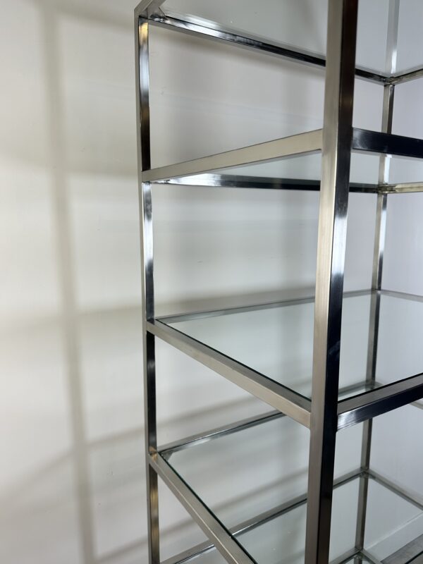 Bibliothèque étagère en inox et verre 1980'S – Image 2