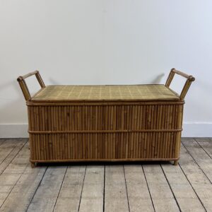 Banc Coffre de rangement en rotin vintage 1960