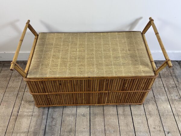 Banc Coffre de rangement en rotin vintage 1960 – Image 9