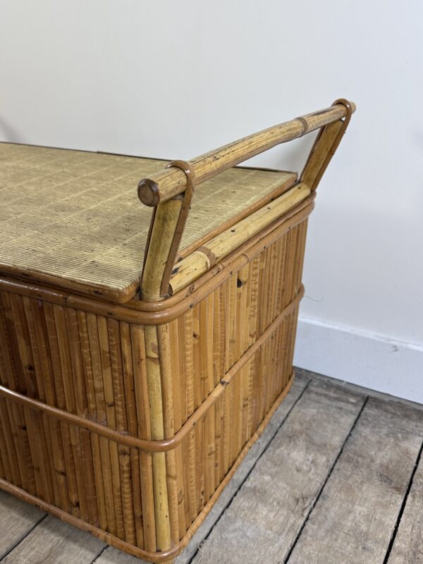Banc Coffre de rangement en rotin vintage 1960 – Image 3