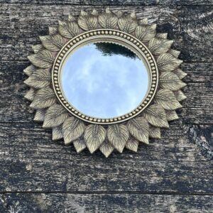 Miroir Feuilles avec oeil de sorcière Diam 24 cm