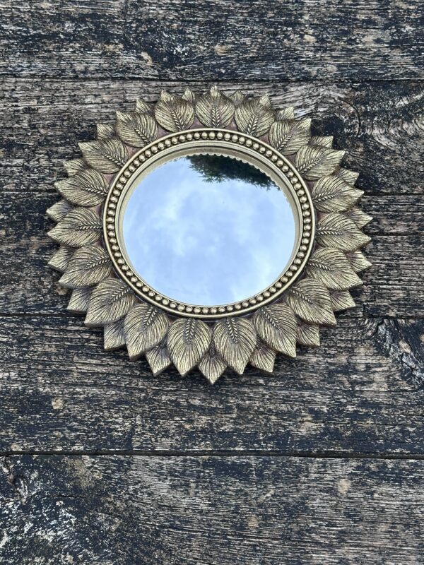 Miroir Feuilles avec oeil de sorcière Diam 24 cm