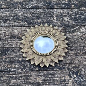 Miroir Feuilles avec oeil de sorcière Diam 19 cm