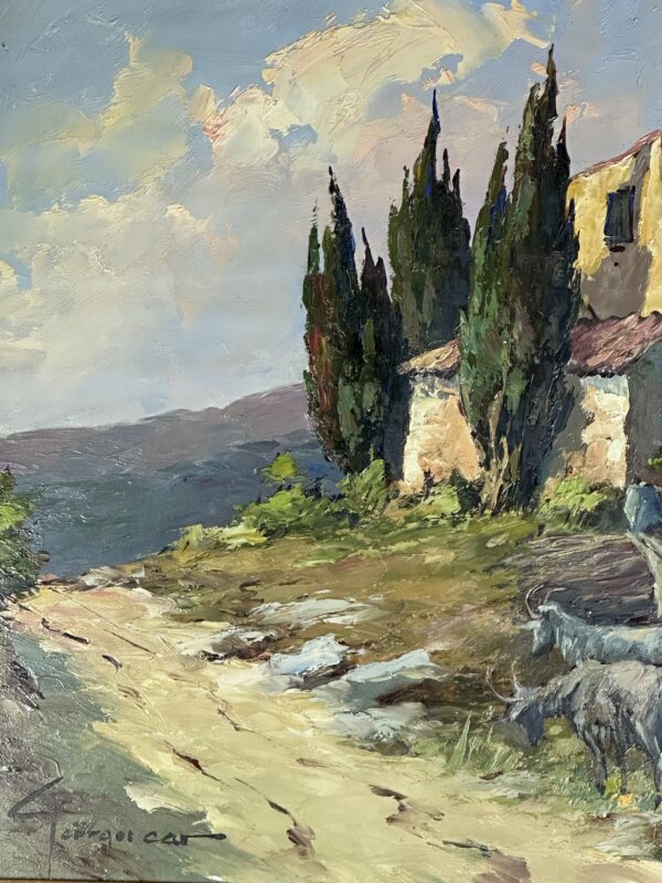 Peinture huile sur panneau "Scène provençale" par Georges Car – Image 3