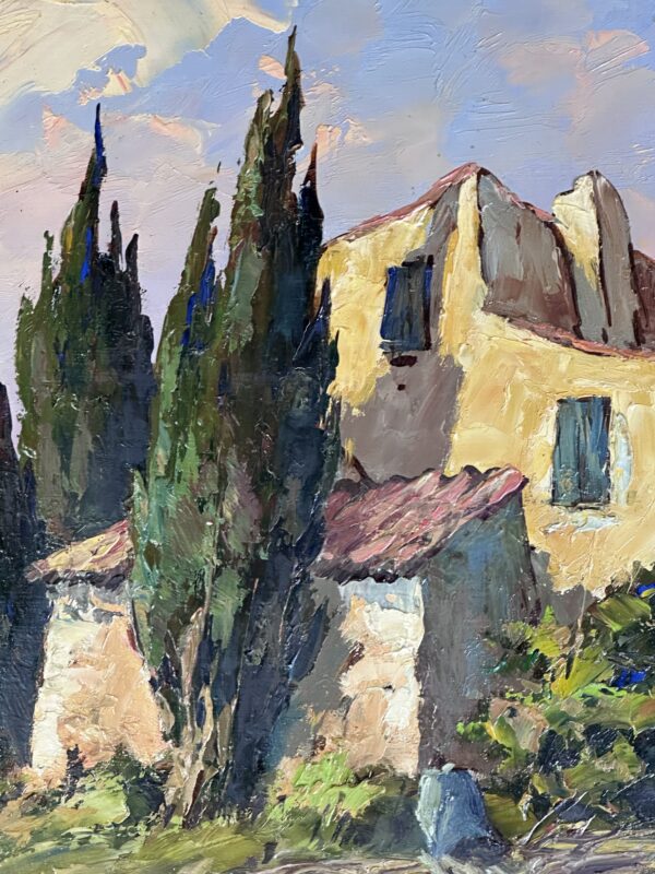 Peinture huile sur panneau "Scène provençale" par Georges Car – Image 7
