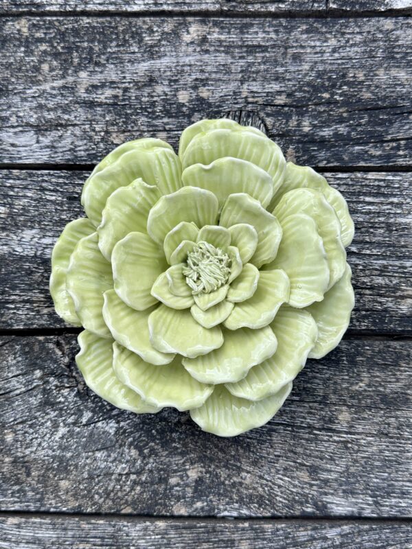 Fleur Alchémille vert anis en céramique diamètre 18 cm