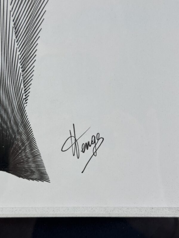 Dessin graphique encadré sous verre "silhouette" signé 1970'S – Image 8