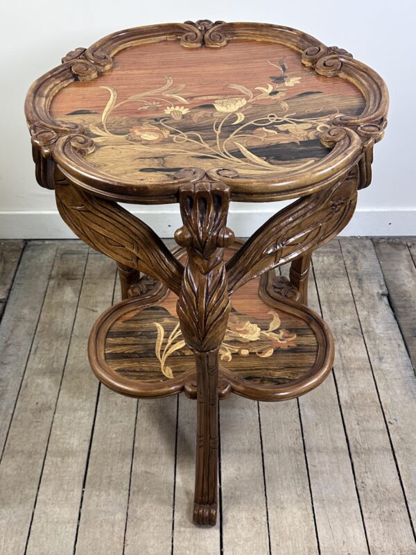 Guéridon aux libellules de style Gallé Art nouveau en marqueterie – Image 5