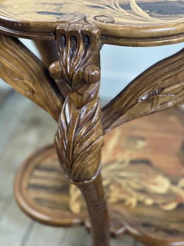 Guéridon aux libellules de style Gallé Art nouveau en marqueterie – Image 4
