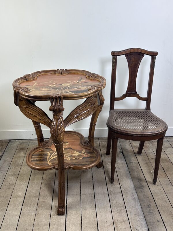 Guéridon aux libellules de style Gallé Art nouveau en marqueterie – Image 9