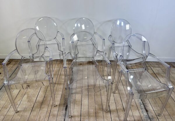 Chaises fauteuils (série de 6) Kartell modèle Ghost par P.Starck