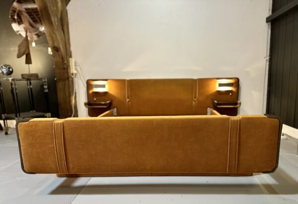 Lit vintage 1970 en palissandre, métal chromé et tissu façon velours – Image 5