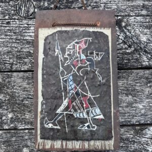 Tableau Epreuve sur métal "Le guerrier" par Helen MAI vintage 1960