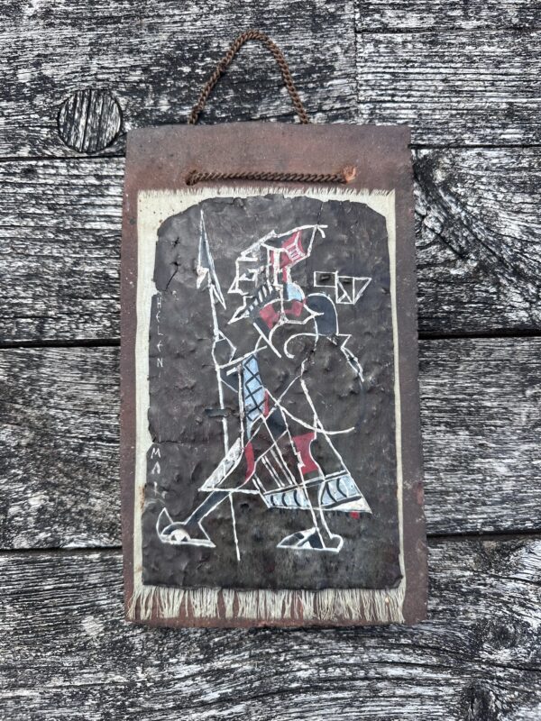 Tableau Epreuve sur métal "Le guerrier" par Helen MAI vintage 1960