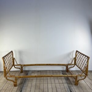 Lit en rotin et bambou vintage 1960