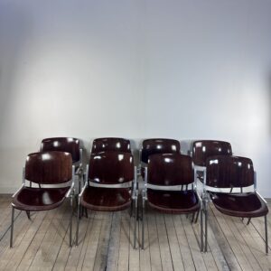 Chaises (série de 8) en bois et alu de Giancarlo Piretti par CASTELLI 1970