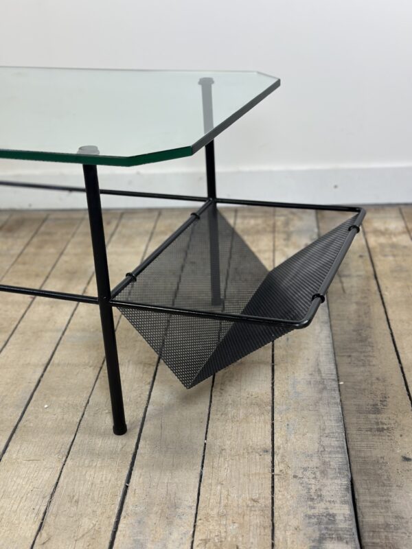Table basse en métal et verre Gérard GUERMOMPREZ 1956 – Image 3