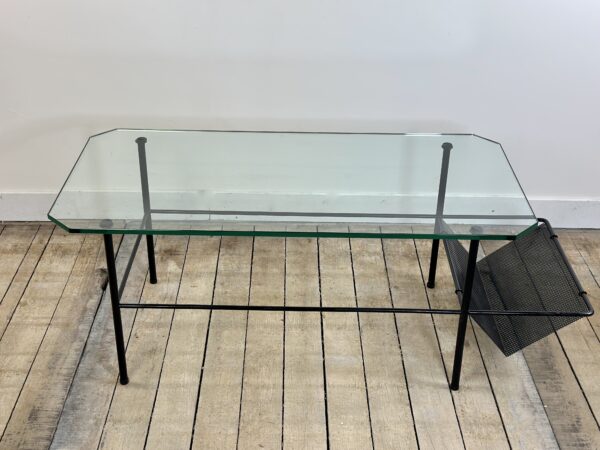 Table basse en métal et verre Gérard GUERMOMPREZ 1956