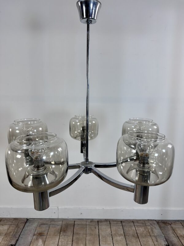 Lustre métal chromé vintage 70'S par Gaetano Sciolari – Image 9