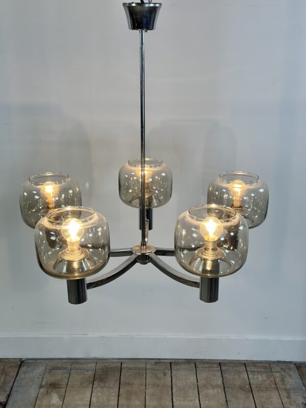 Lustre métal chromé vintage 70'S par Gaetano Sciolari