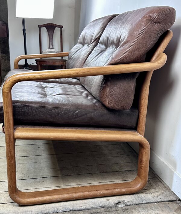 Canapé scandinave 2 places en teck et cuir Hostelbro Danemark 1970 – Image 6
