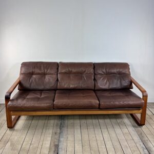 Canapé scandinave en teck et cuir Hostelbro Danemark 1970