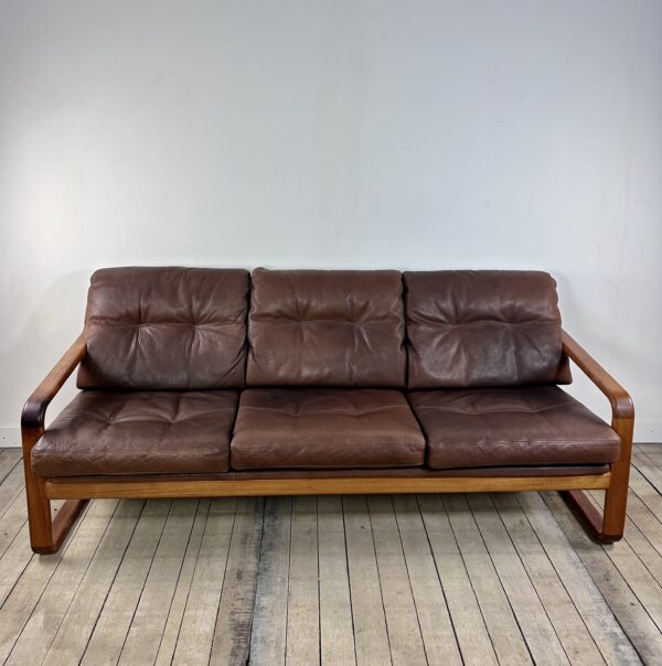 Canapé scandinave en teck et cuir Hostelbro Danemark 1970