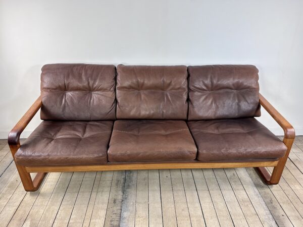 Canapé scandinave en teck et cuir Hostelbro Danemark 1970 – Image 7
