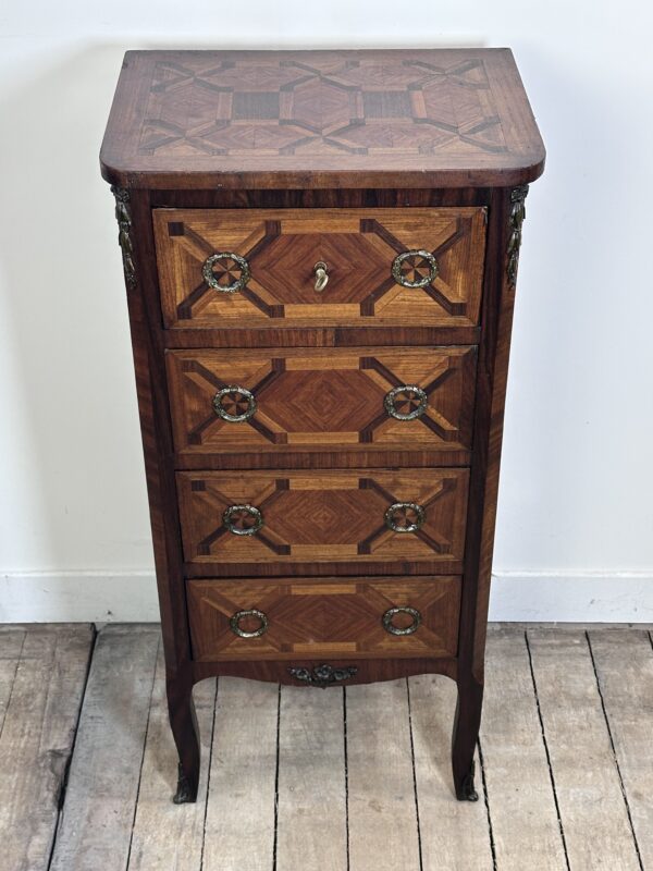 Chiffonnier /meuble de rangement de style Louis XV en marqueterie – Image 4