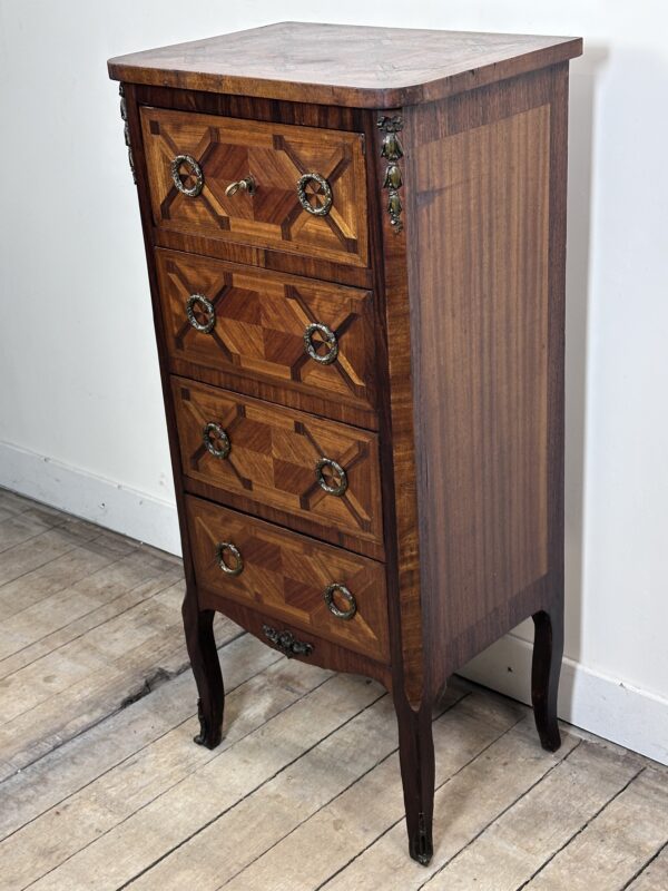 Chiffonnier /meuble de rangement de style Louis XV en marqueterie – Image 3