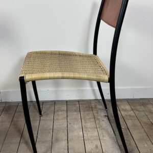 Alternative view of Chaises (lot de 2) en métal, cuir et paillage 1960'S