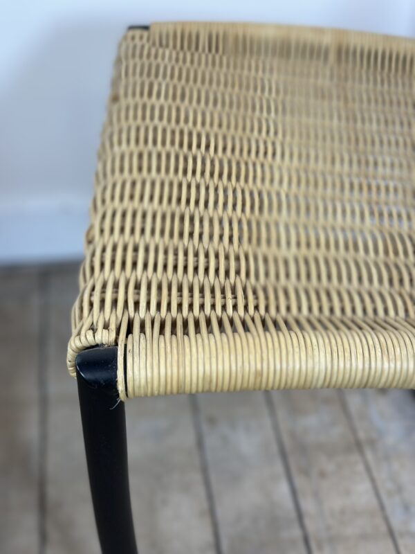 Chaises (lot de 2) en métal, cuir et paillage 1960'S – Image 3