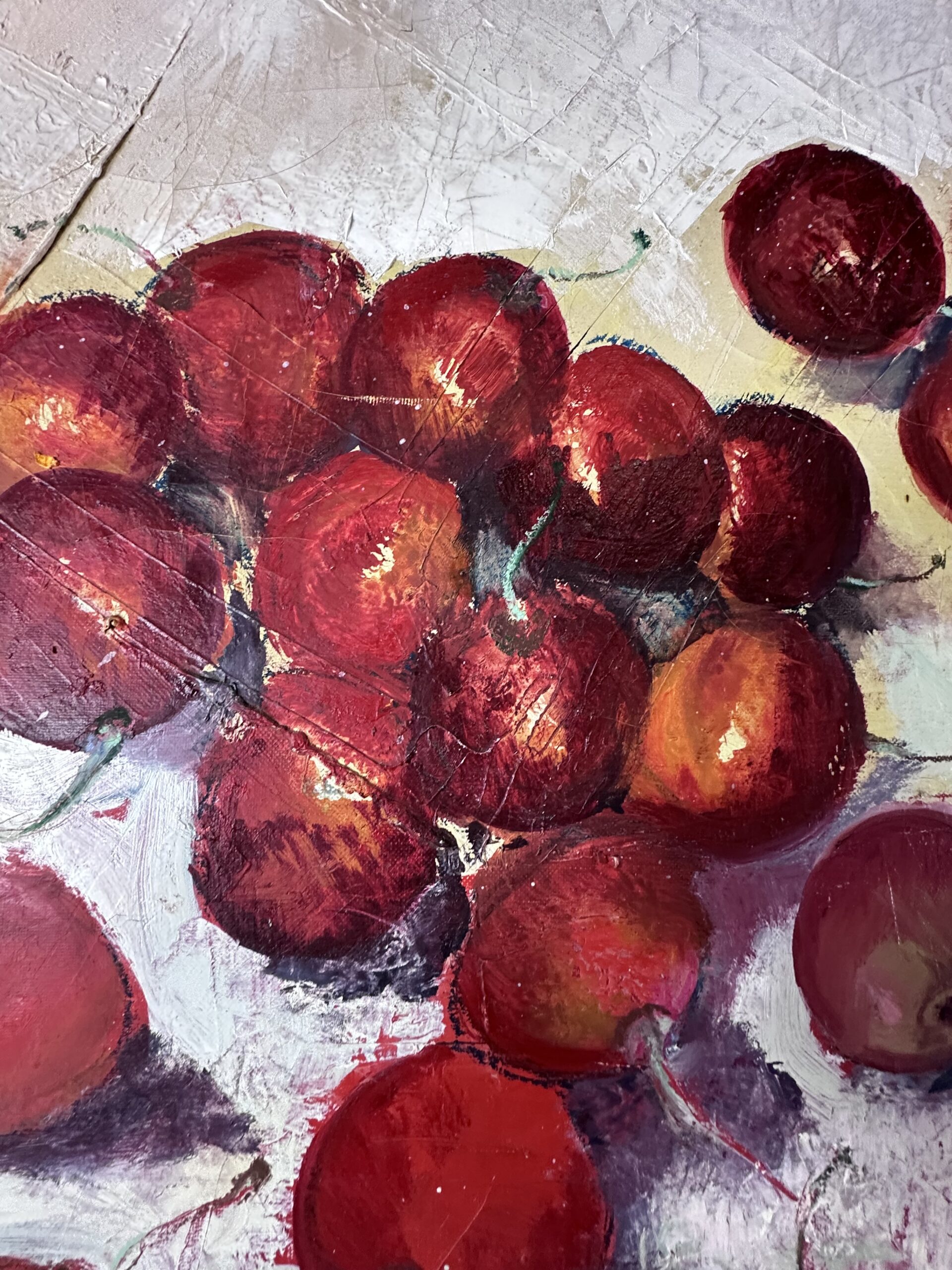 Tableau peinture huile sur toile " Les cerises" signé G. MOURLON – Image 2