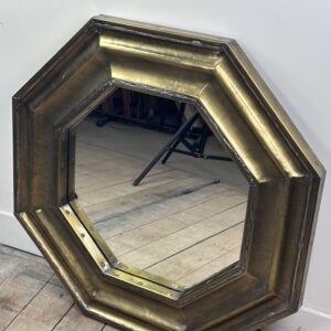 Miroir octogonal laiton et étain vintage 1960