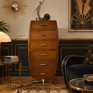 Meuble de rangement / chiffonnier Monaco de style Art déco en bois et chrome – Image 2