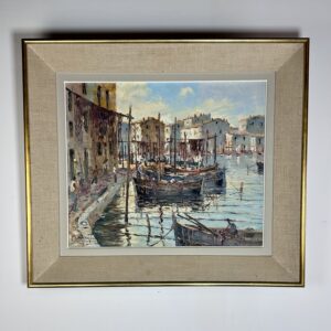 Peinture huile sur toile port de Martigues 74x65cm