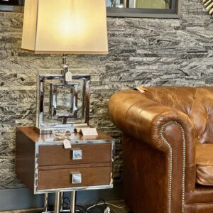 Alternative view of Bout de canapé / chevet style Art déco en bois et alu chromé