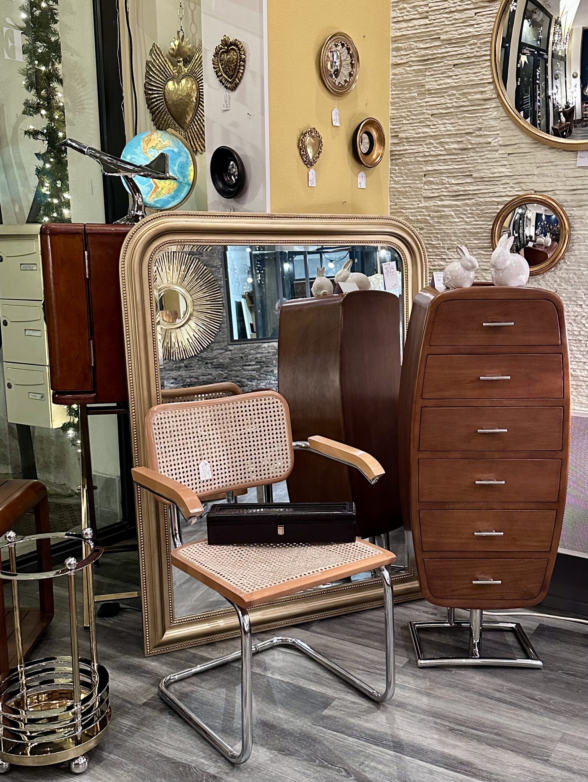 Meuble de rangement / chiffonnier Monaco de style Art déco en bois et chrome – Image 14