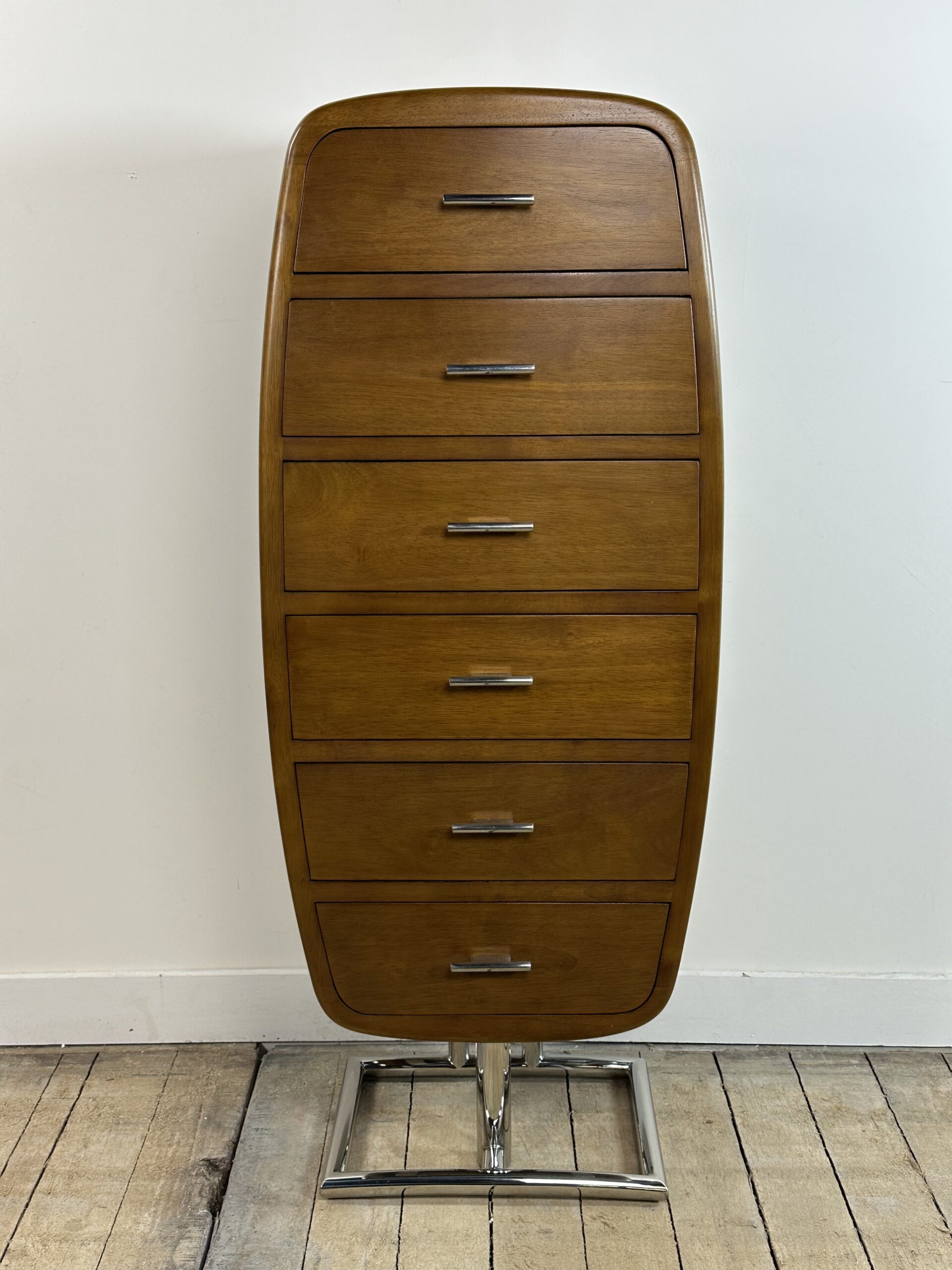 Meuble de rangement / chiffonnier Monaco de style Art déco en bois et chrome