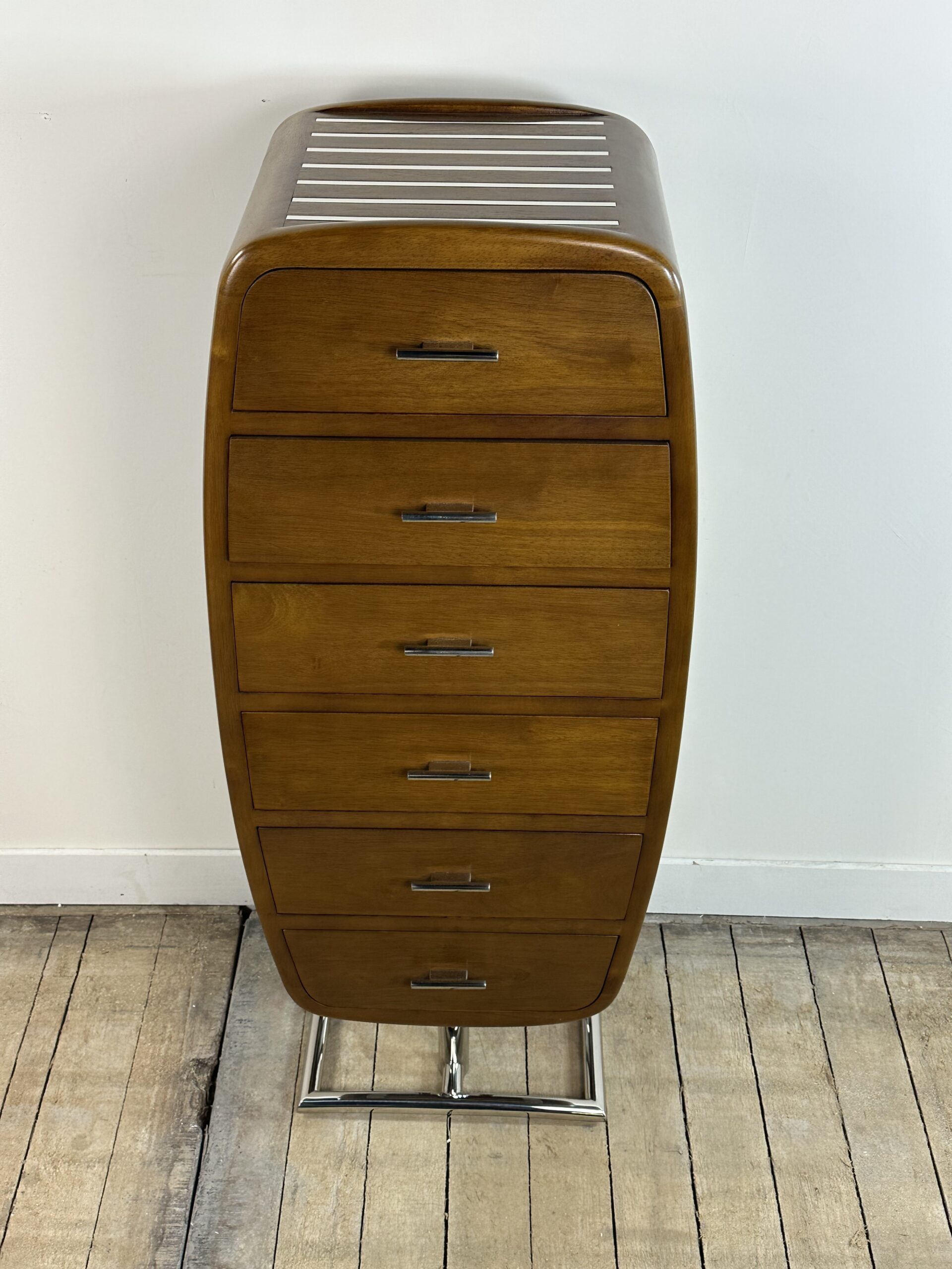 Meuble de rangement / chiffonnier Monaco de style Art déco en bois et chrome – Image 12