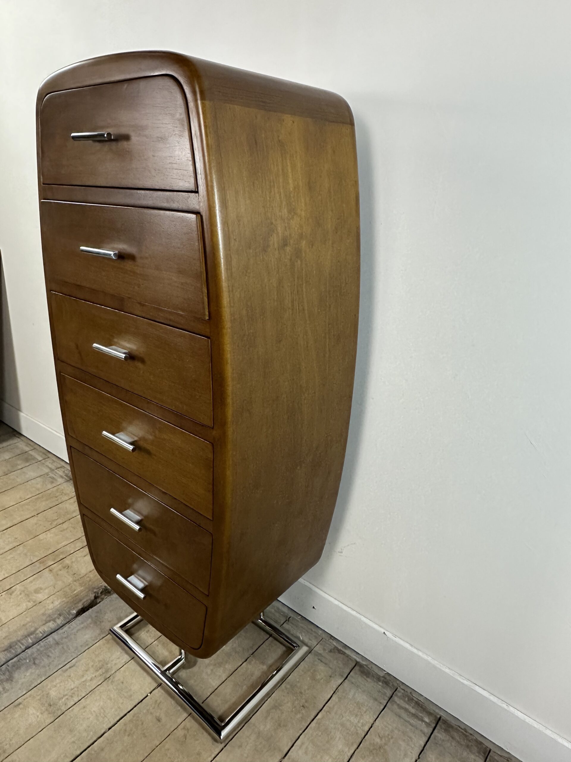 Meuble de rangement / chiffonnier Monaco de style Art déco en bois et chrome – Image 11