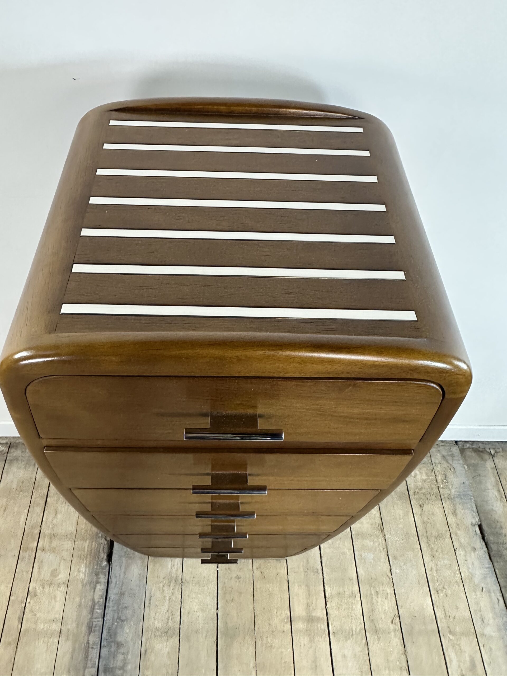 Meuble de rangement / chiffonnier Monaco de style Art déco en bois et chrome – Image 10