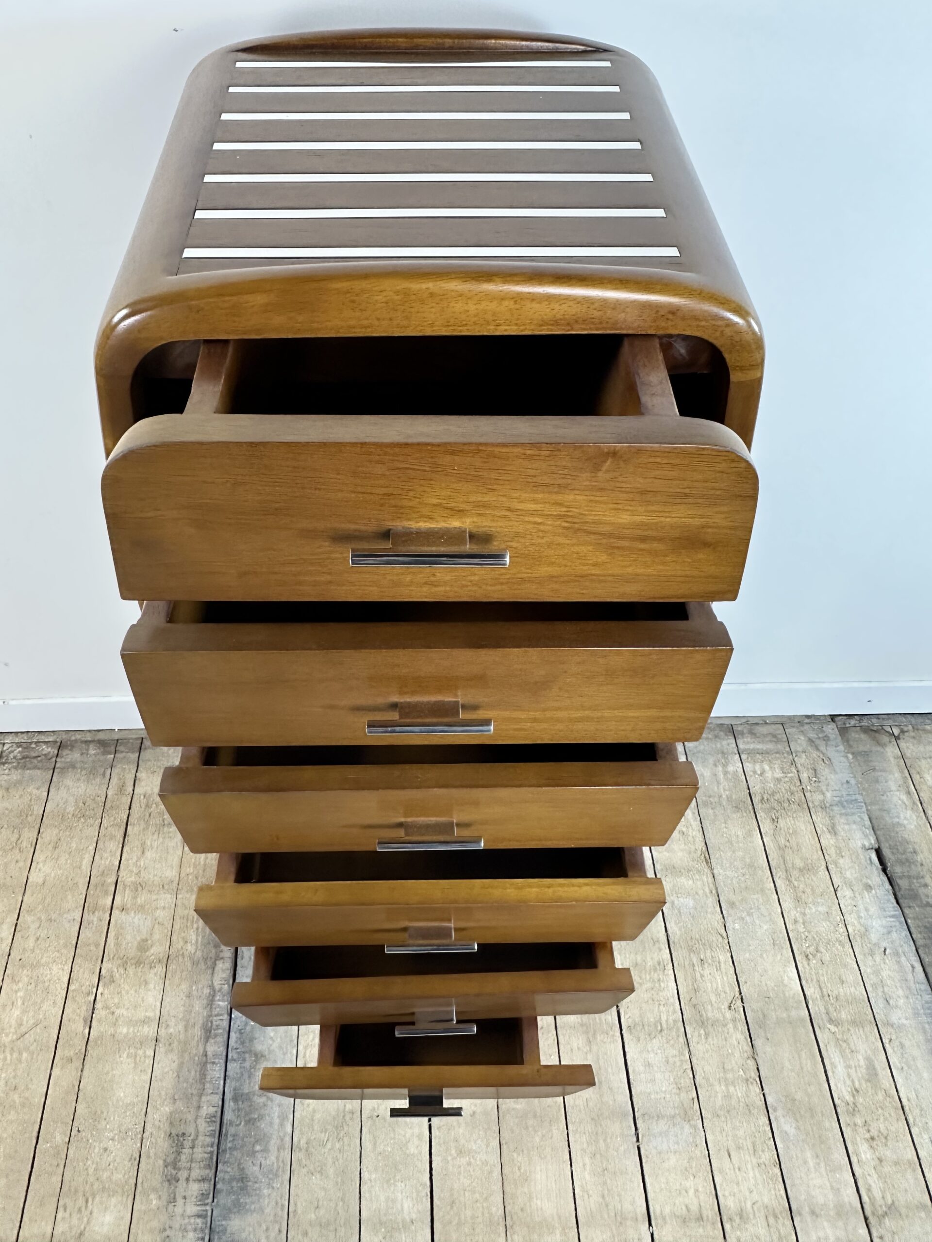 Meuble de rangement / chiffonnier Monaco de style Art déco en bois et chrome – Image 2