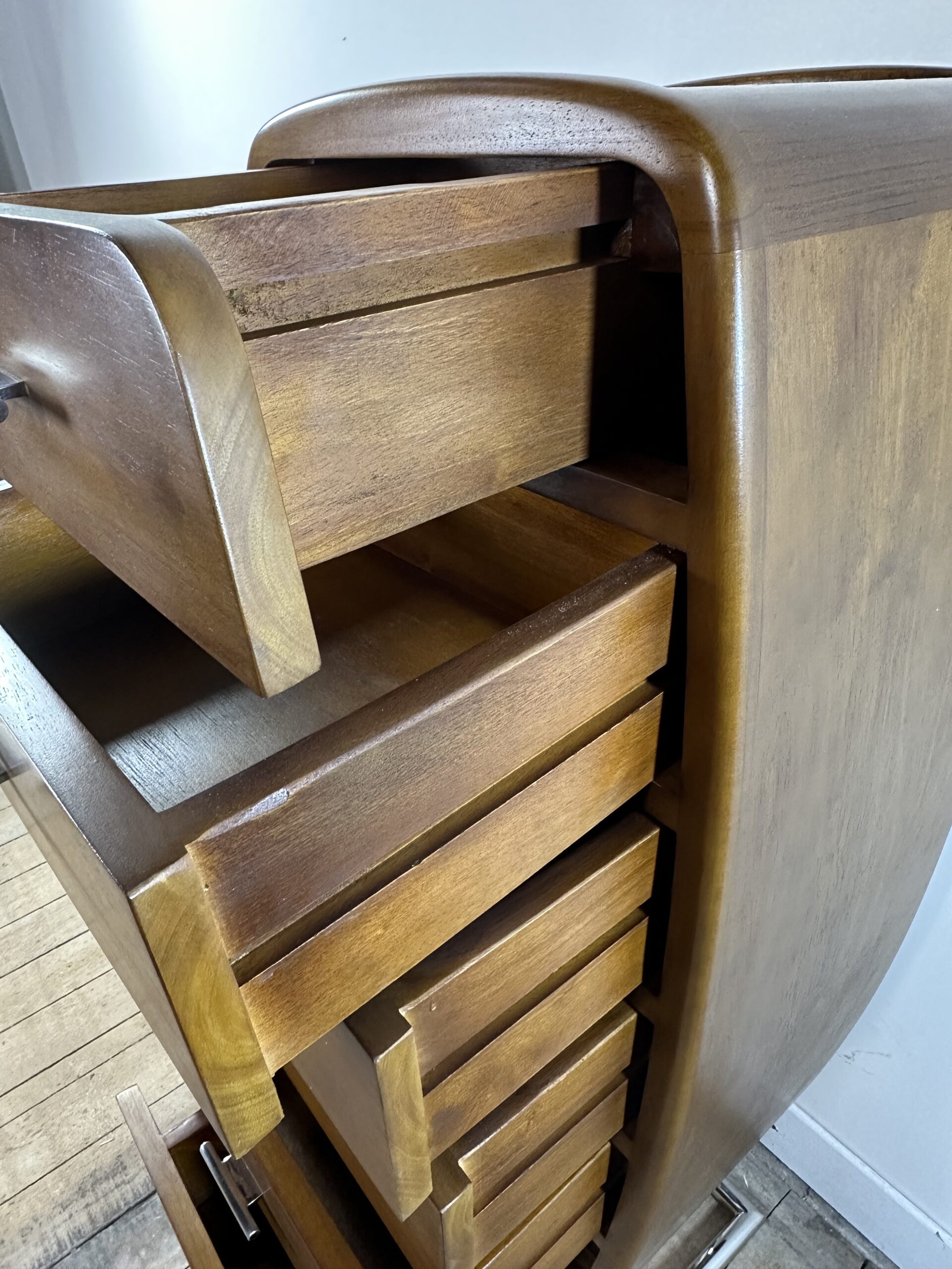 Meuble de rangement / chiffonnier Monaco de style Art déco en bois et chrome – Image 9